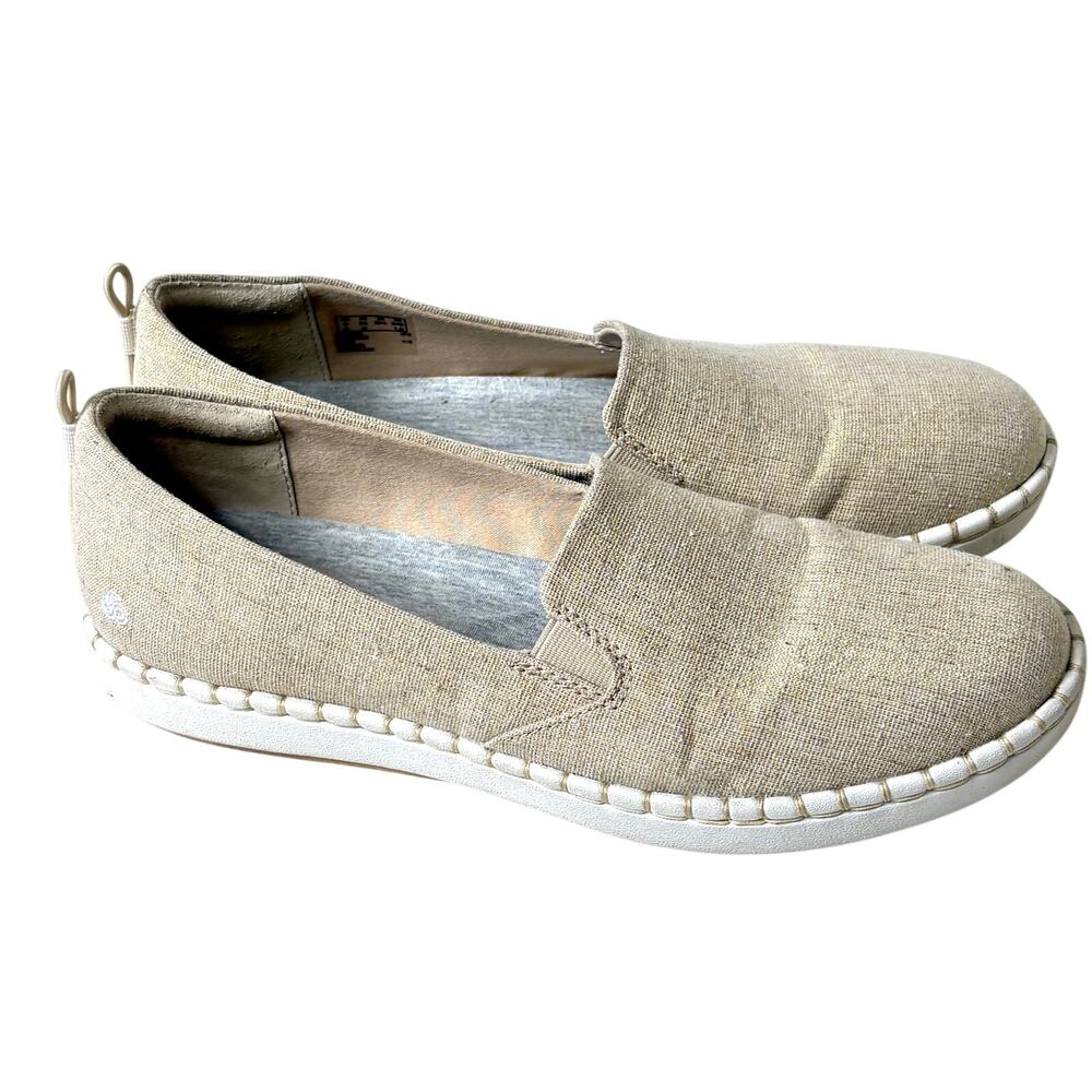 Clarks Cloudsteppers Glow Flats 8.5 Tan Beige Comfort Slip On Walking Shoes
